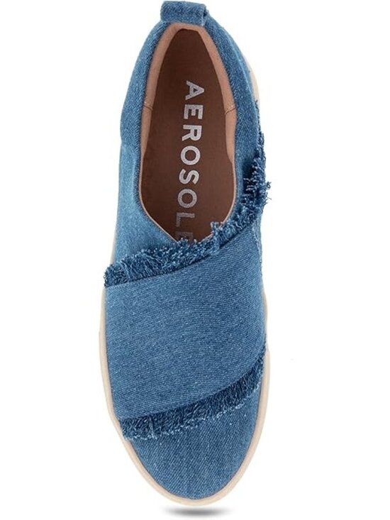 AEROSOLES | Shoes | Aerosoles Brighton Sneakers Womens 65 M  Aerosoles Womens Brighton Denim Blue Jean Fringe Slip On Sneakers Shoes Size 8